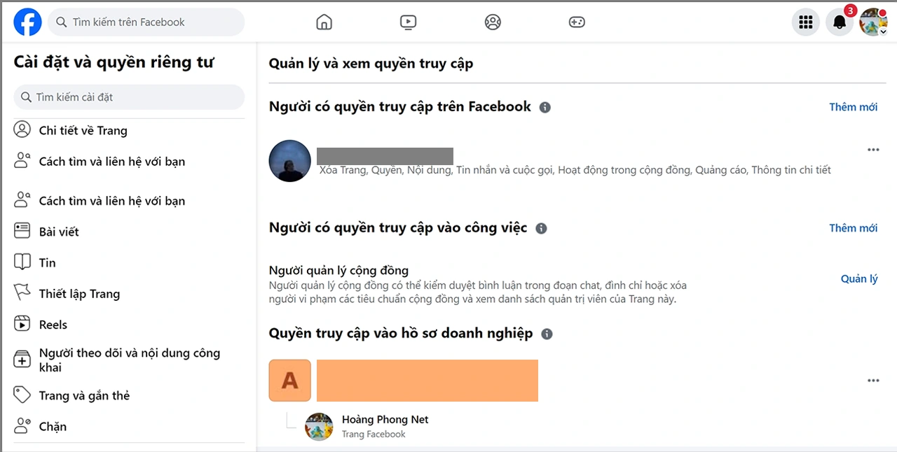 thêm quản trị viên fanpage facebook trên máy tính