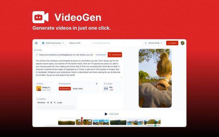 Giao diện công cụ Videogen AI đang tạo video từ văn bản – ảnh thumbnail cho bài viết hướng dẫn sử dụng Videogen