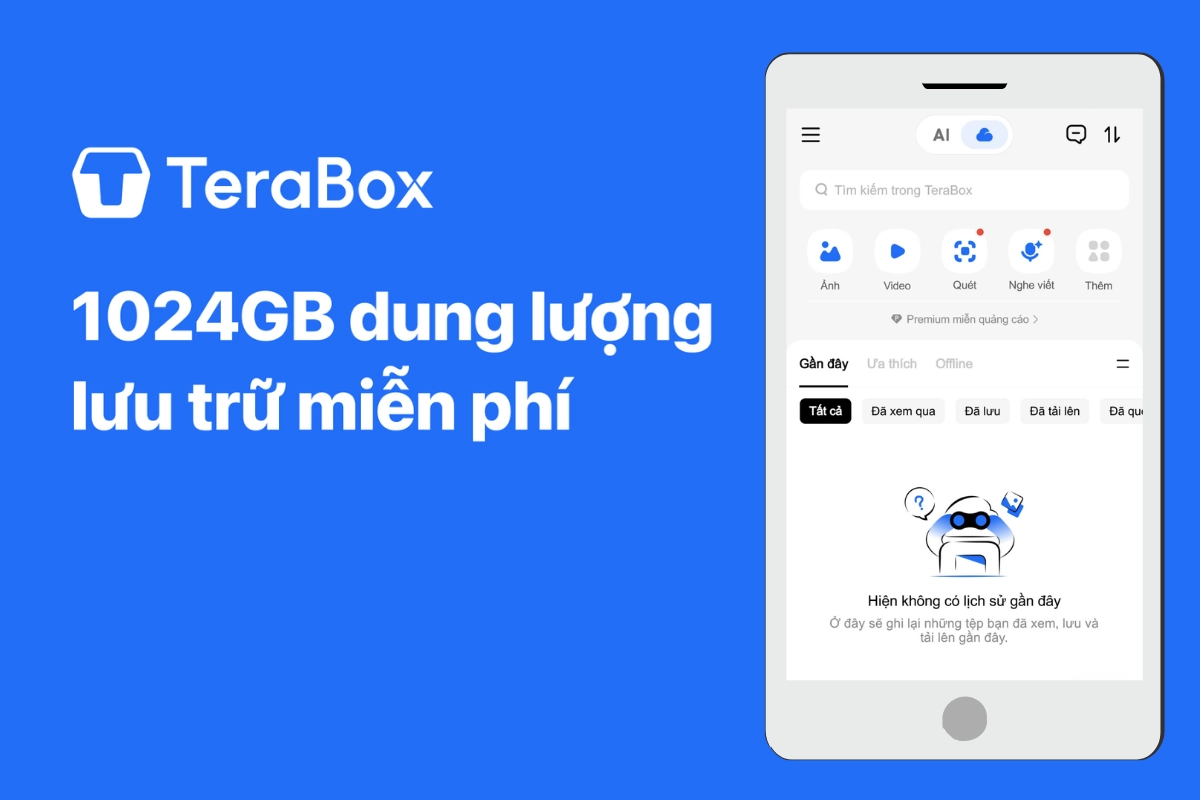 Giao diện ứng dụng TeraBox trên điện thoại Android và iPhone