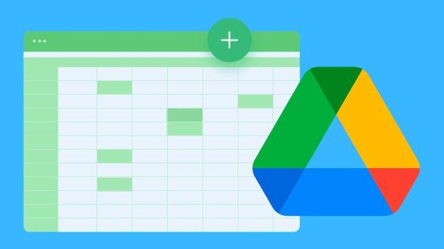 Thumbnail minh họa cách tạo bảng tính trên Google Drive với biểu tượng Google Sheets và Drive