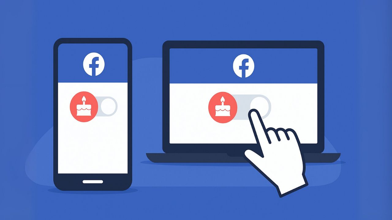 Ảnh minh họa tắt thông báo sinh nhật trên Facebook bằng điện thoại và máy tính