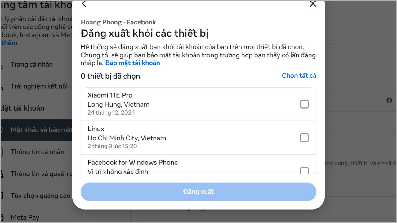 Cách đăng xuất tài khoản Facebook khỏi thiết bị khác trên máy tính
