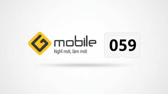 Logo nhà mạng Gmobile và SIM card có đầu số 059