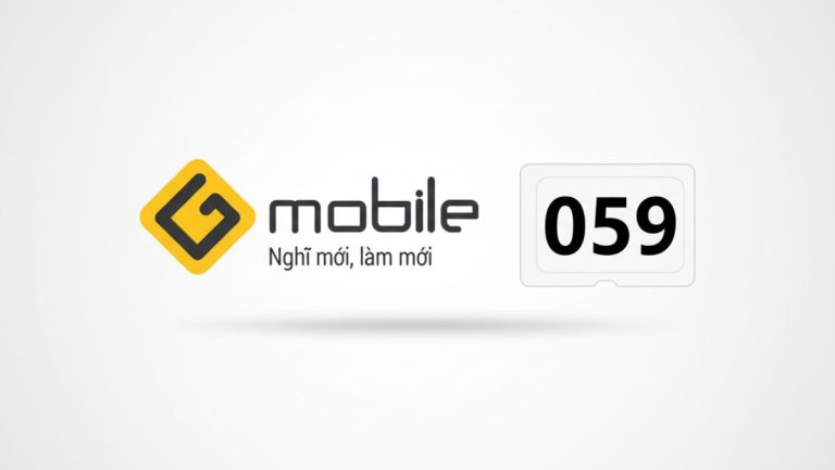 Logo nhà mạng Gmobile và SIM card có đầu số 059