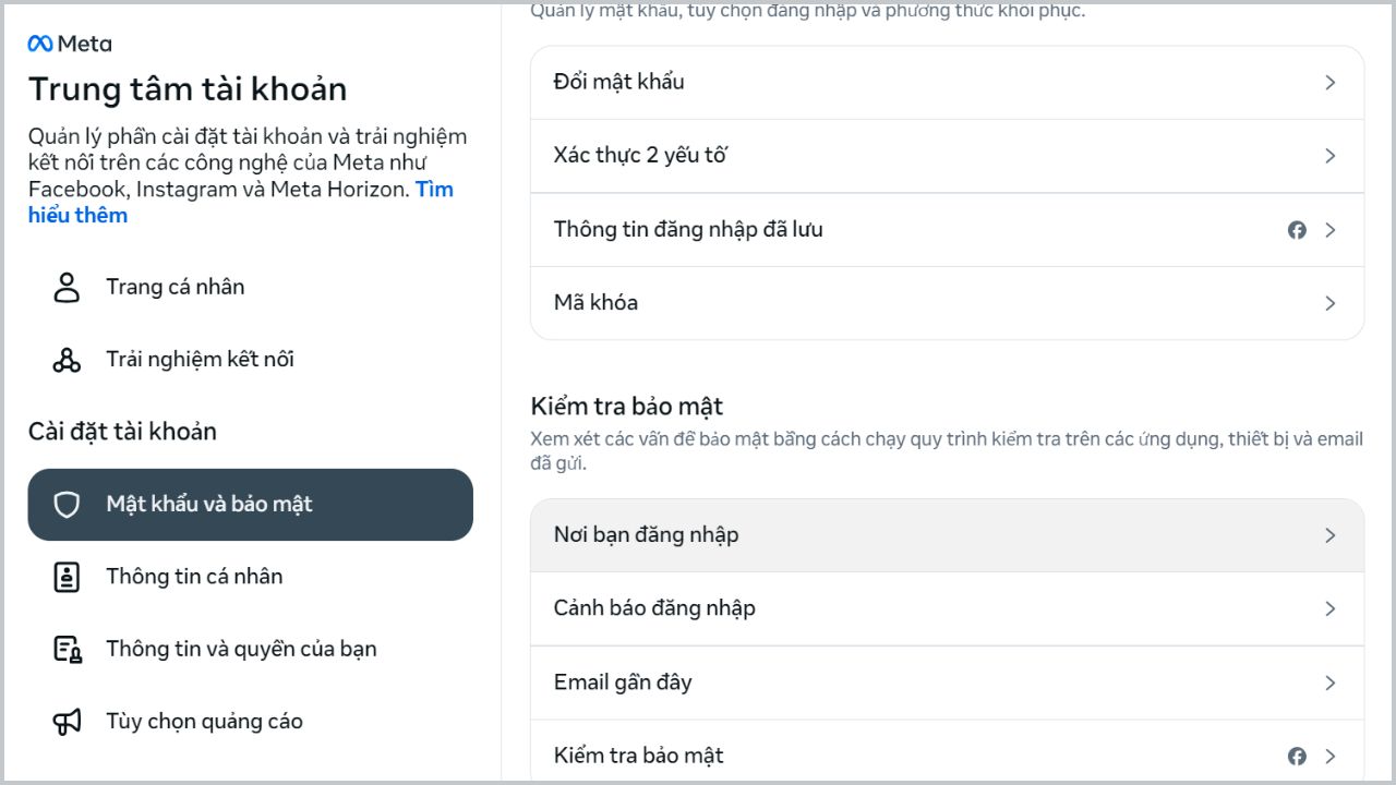Kiểm tra nơi đã đăng nhập Facebook để phát hiện thiết bị lạ