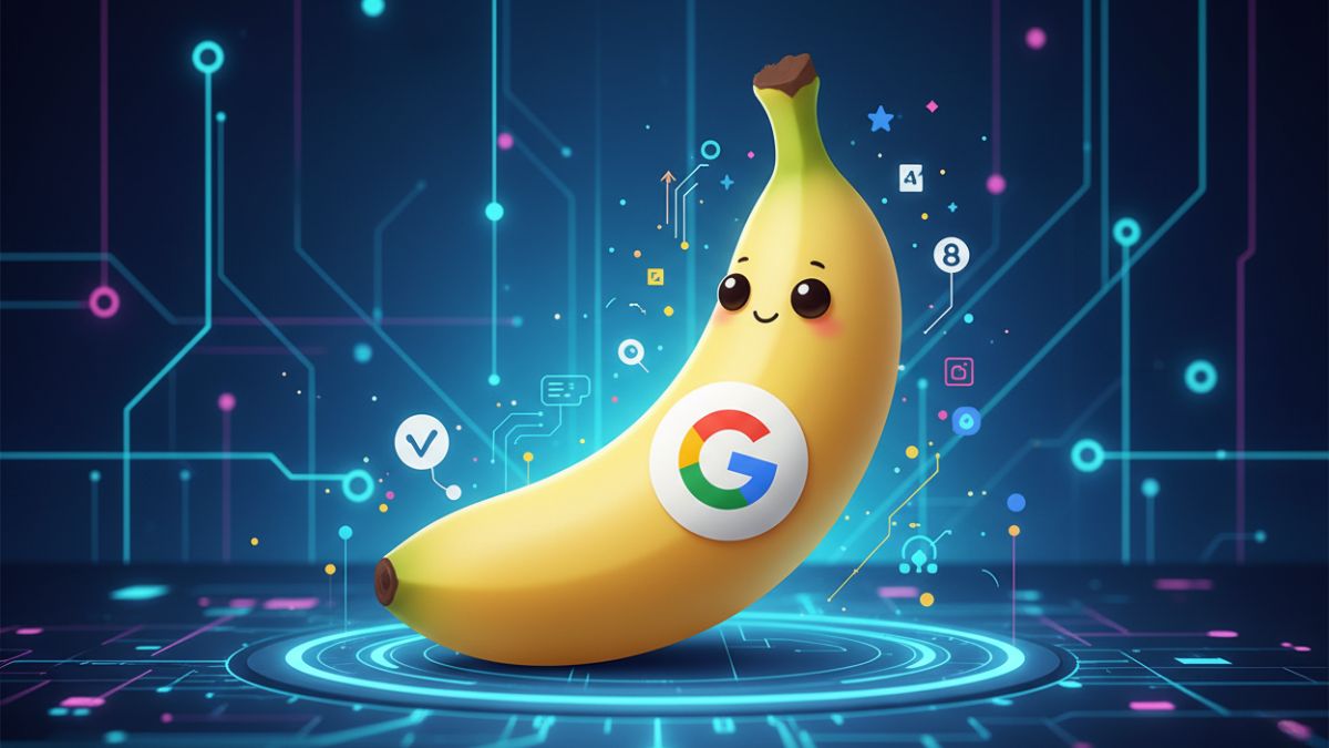 Hình ảnh đồ họa về mô hình AI Nano Banana của Google, thể hiện sự kết hợp giữa công nghệ AI và chỉnh sửa hình ảnh