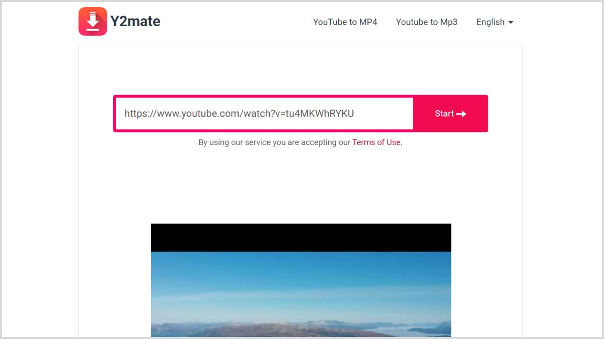 dán link vào y2mate để bắt đầu tải video youtube về máy 