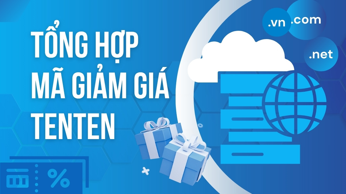 Banner khuyến mãi Tenten 2025 với tên miền .VN, .COM, .NET và hosting