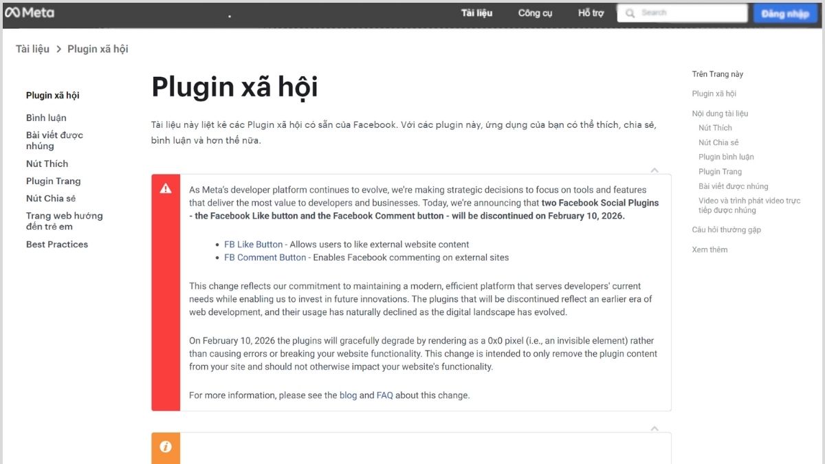 Meta thông báo ngừng hỗ trợ Social Plugins trên website