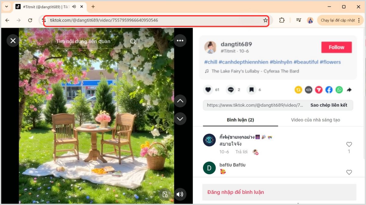 Cách sao chép link video TikTok từ thanh địa chỉ trình duyệt