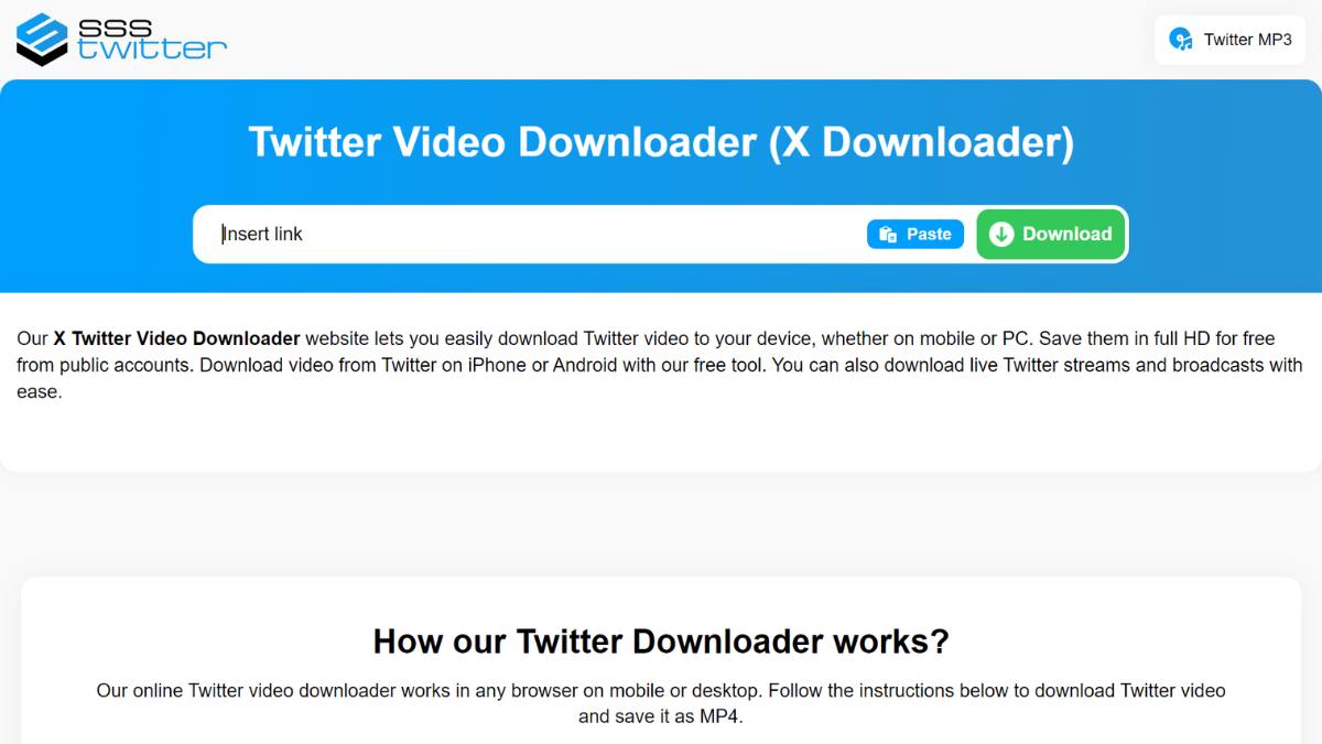 Giao diện các trang web hỗ trợ tải clip Twitter trên máy tính
