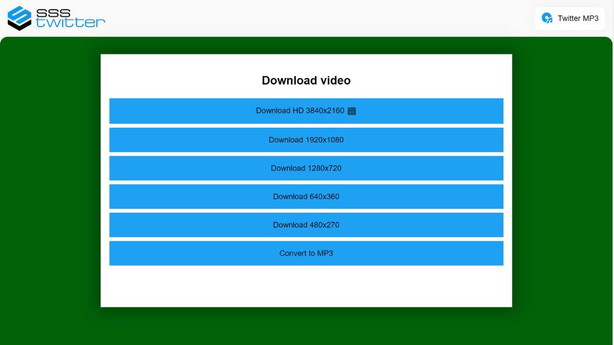 chọn chất lượng video Twitter khi tải về